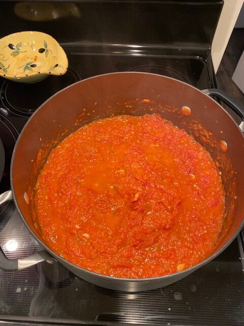 spaghetti sauce simmered down, blended